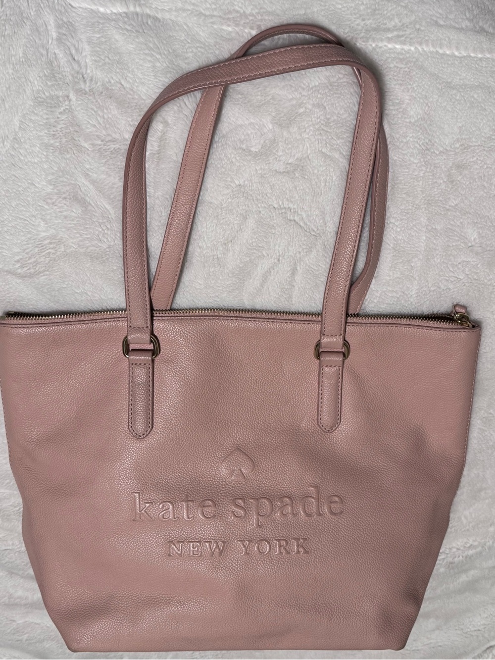 kate spade Dusty Rose Leather Tote with Embossed Logo